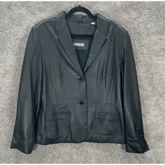 Valerie Separates Jacket Womens Large Black 100% Leather Button Front Pockets - Picture 1 of 8